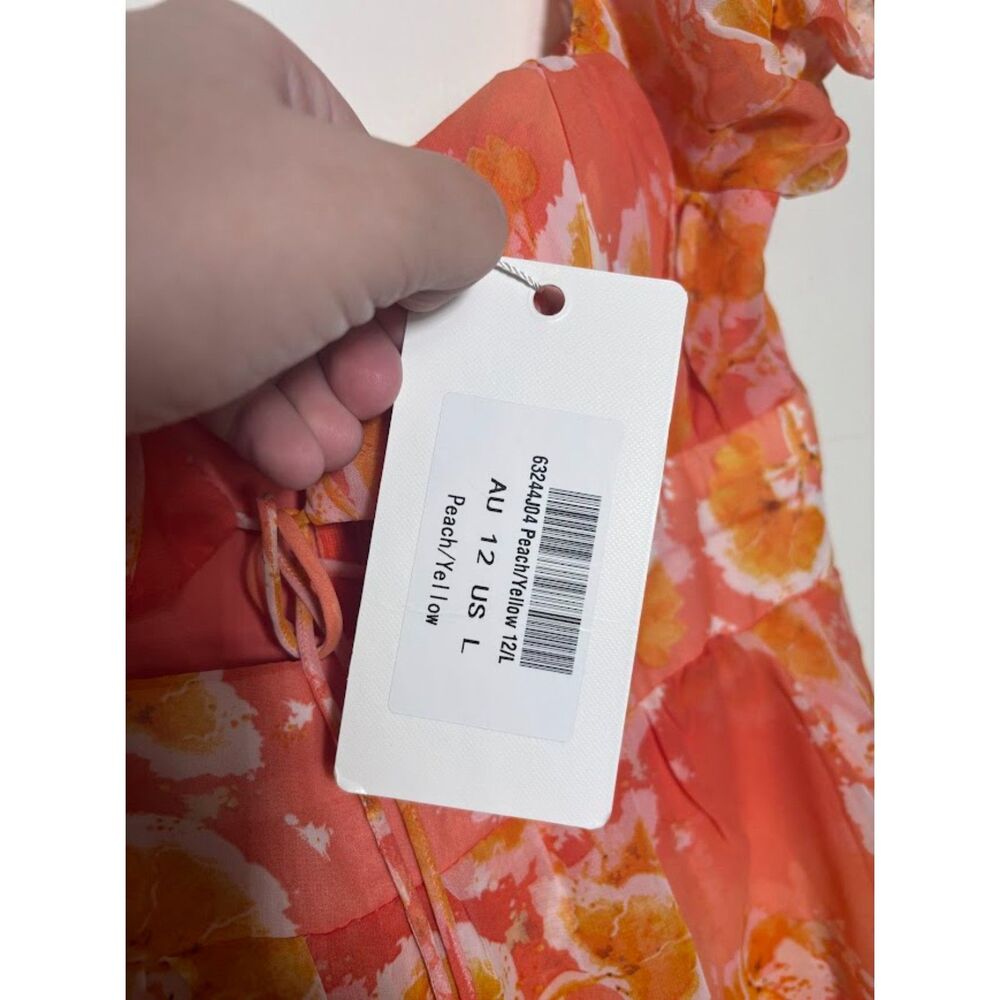 Saints & Secrets Romper Playsuit Peach floral one piece vacation NWT Size Large - Picture 5 of 5